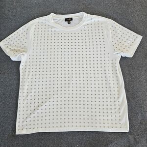 Stud-Embellished White Short Sleeve Top